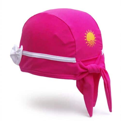 nammu swimming caps UPF 50 sun protection swim hat classic pink n' bow