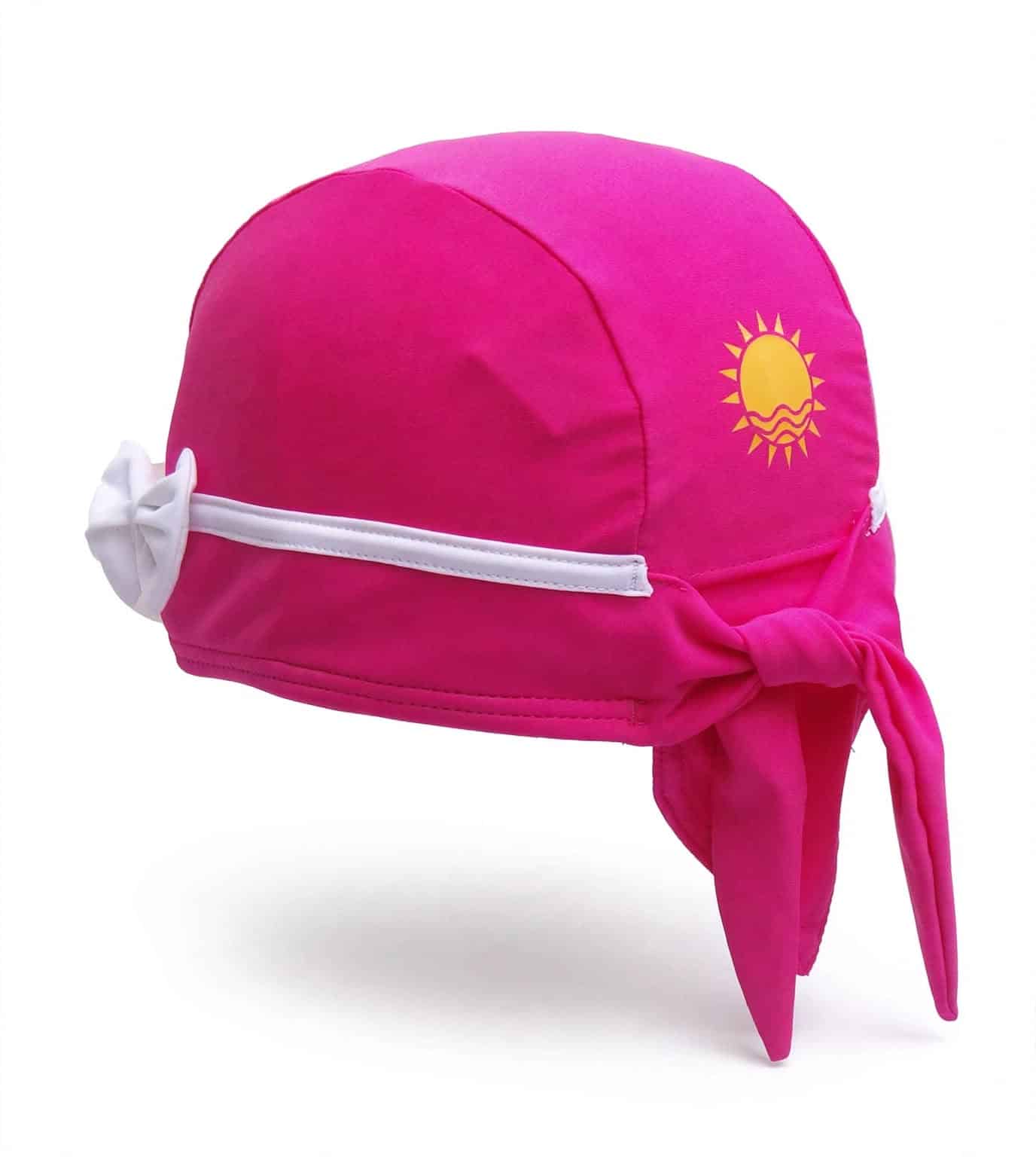 nammu swimming caps UPF 50 sun protection swim hat classic pink n' bow