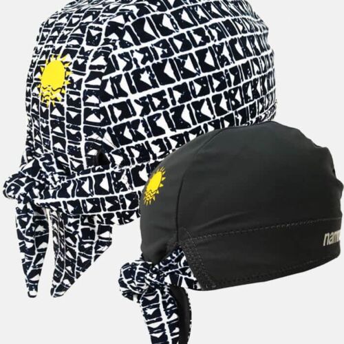 reversible black pattern nammu sun protective swim cap