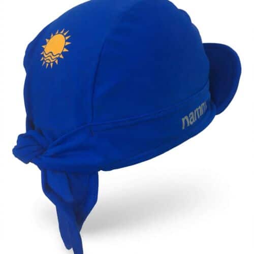 nammu swimming caps UPF 50 sun protection swim hat pull back blue