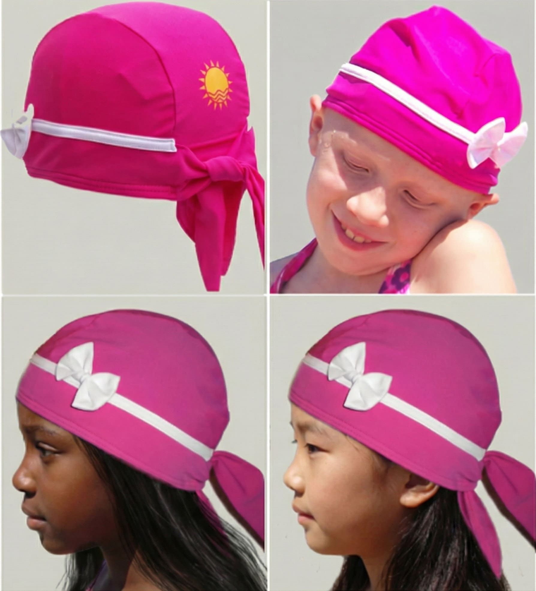 pink n' bow nammu sun protective swim hats