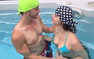 falling in love with colorful nammu sun protective swim hat