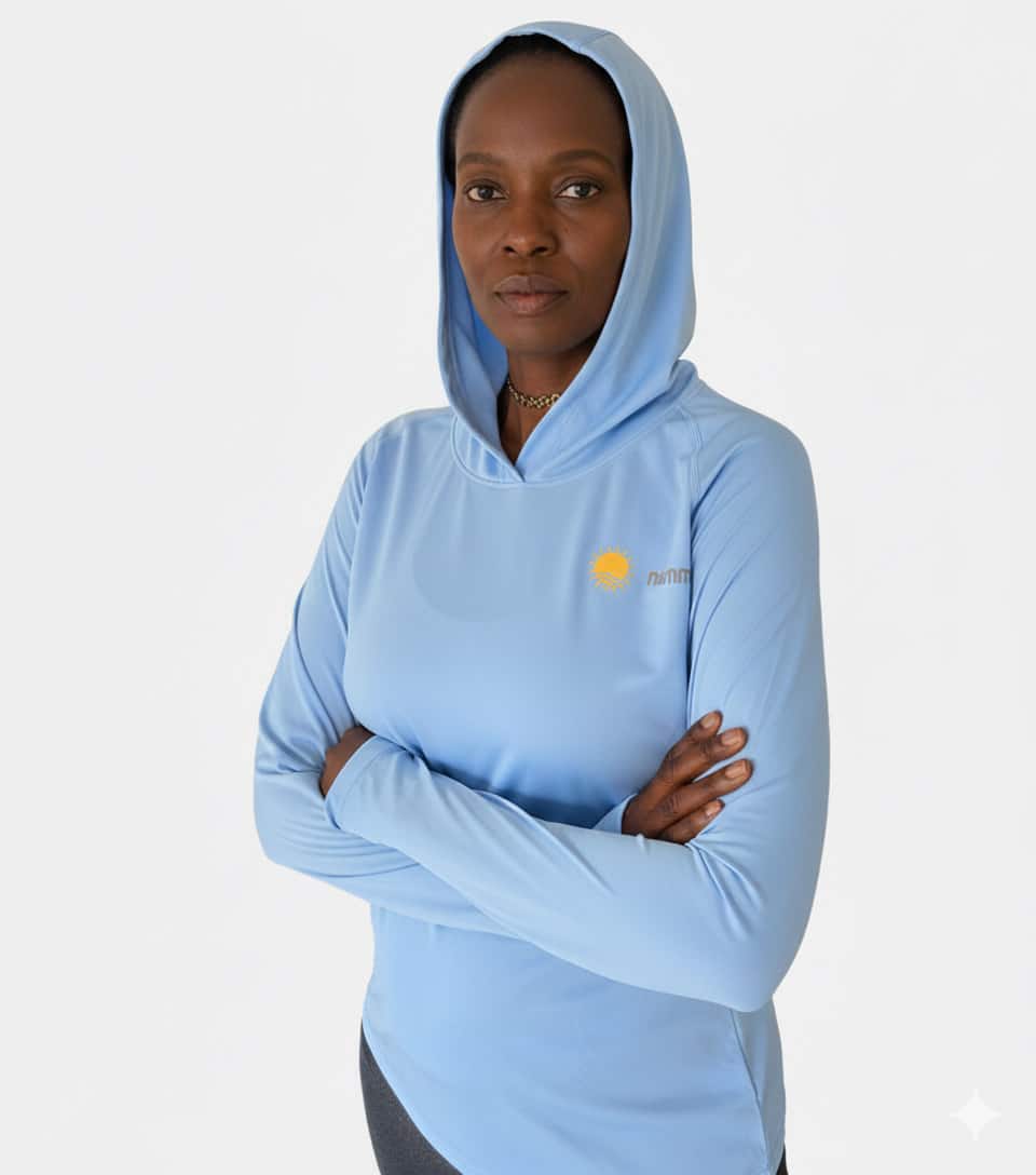 women nammu swim shirt with hoodie