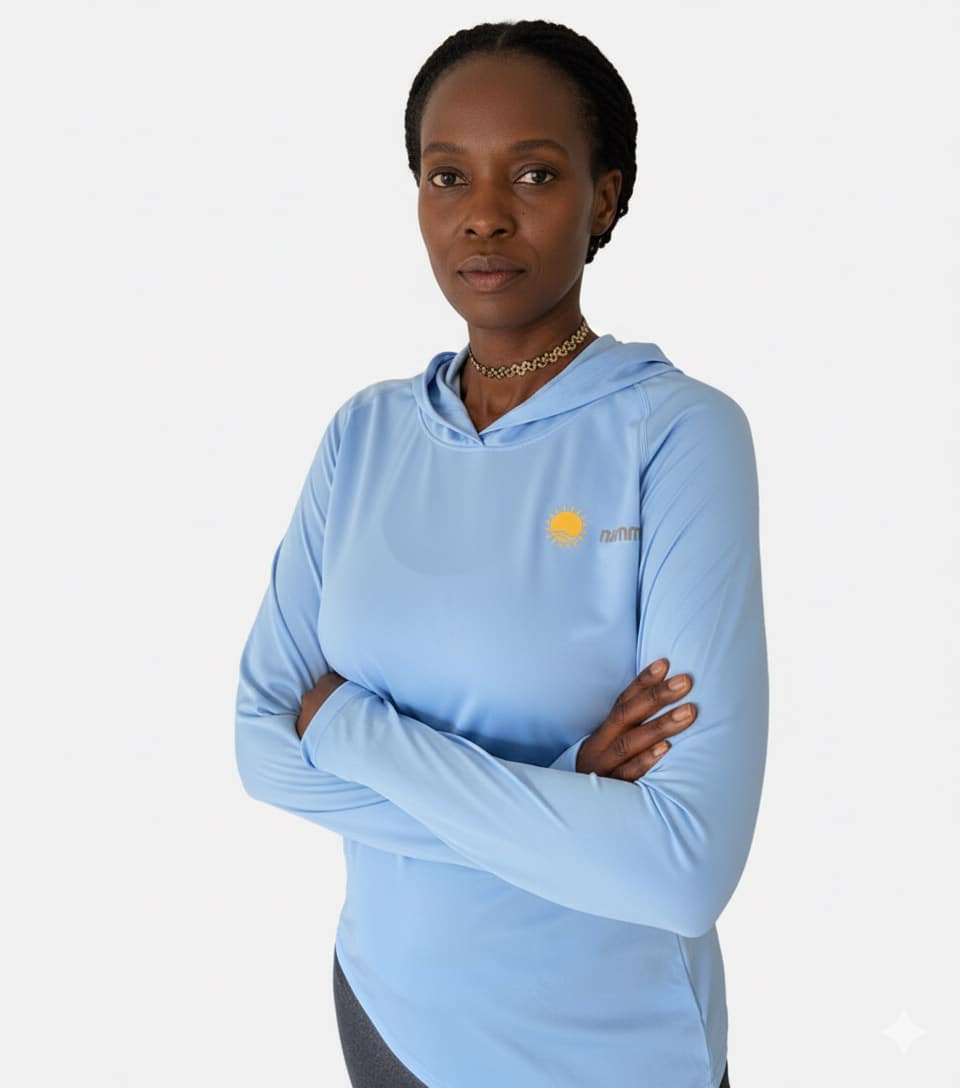 Women Sun Protective Swim Shirt with Hoodie - Image 3